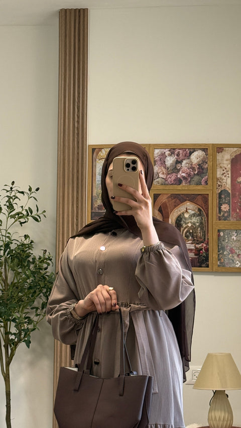 فستان قماش مع حزام