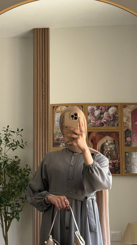 فستان قماش مع حزام