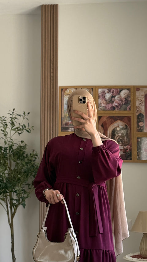 فستان قماش مع حزام